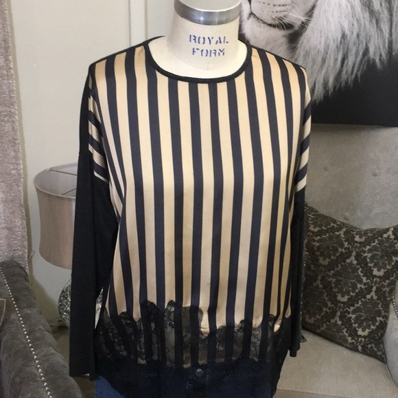 Zara Black & Gold Stripe Top - Picture 8 of 8